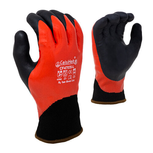 Task Gloves CF47035 • 13 GAUGE DUAL-LAYER POLYESTER FLEECE LINED, DOUBLE-DIPPED FOAM NITRILE - Kool Products