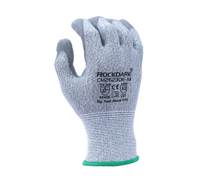 Task Gloves CM26230E 13 Gauge HDPE, Gray PU Coated - Kool Products