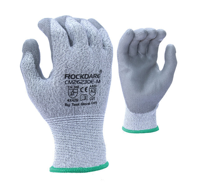 Task Gloves CM26230E 13 Gauge HDPE, Gray PU Coated - Kool Products