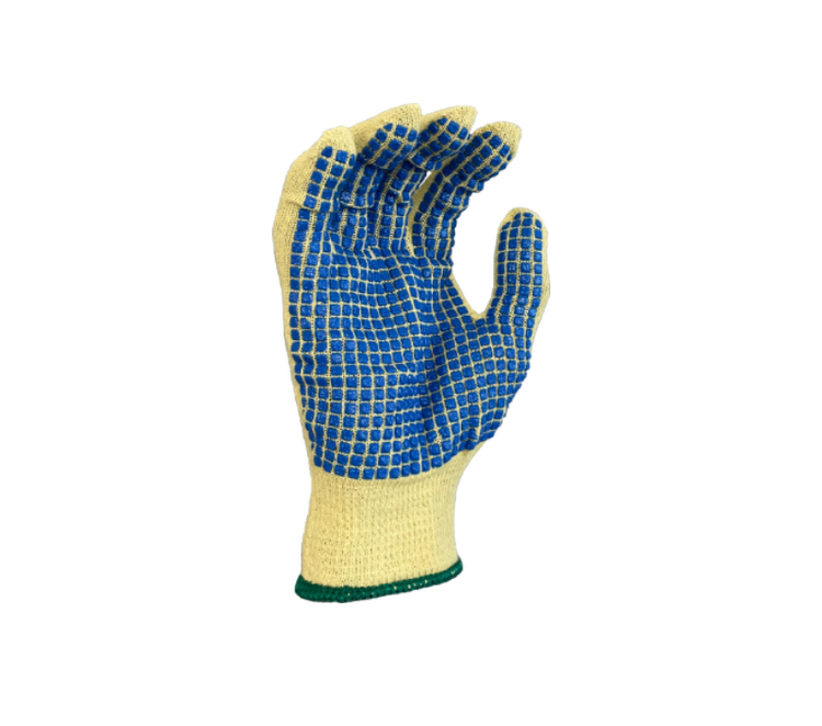 Task Gloves CM28547 15 gauge Aramid shell, One-sided Blue PVC blocks, ANSI Cut A2 - Kool Products