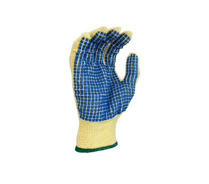 Task Gloves CM28547 15 gauge Aramid shell, One-sided Blue PVC blocks, ANSI Cut A2 - Kool Products