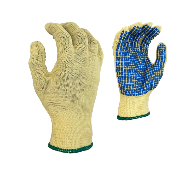 Task Gloves CM28547 15 gauge Aramid shell, One-sided Blue PVC blocks, ANSI Cut A2 - Kool Products