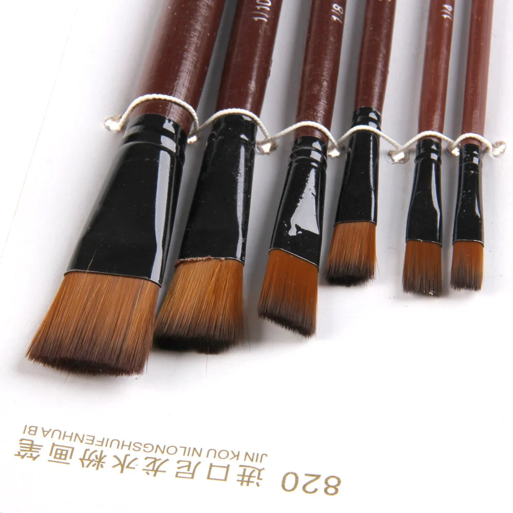 1 Set/6 Pcs Artists Brushes Nylon Acrylic Oil Paint Brushes For Artist Supplies Watercolor Set Painting Supplies Drop Shipping