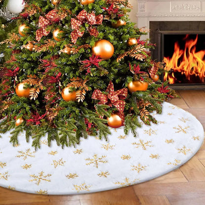 White Christmas Tree Skirt Plush Faux Fur Xmas Tree Carpet Merry Christmas Tree Decorations Ornament New Year Navidad Home Decor - Kool Products