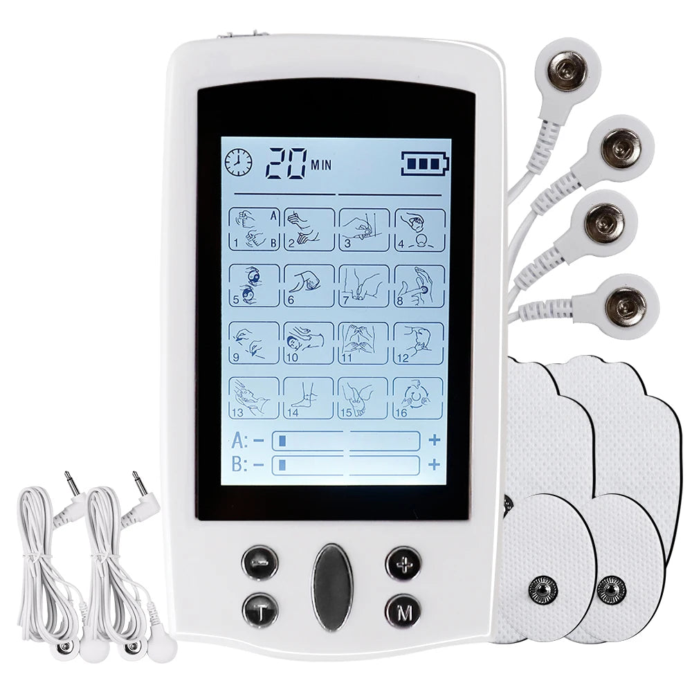 16 Modes Dual Output Health Care Body Massage Electric EMS Muscle Stimulator TENS Unit Electronic Pulse Physiotherapy Massager - Kool Products