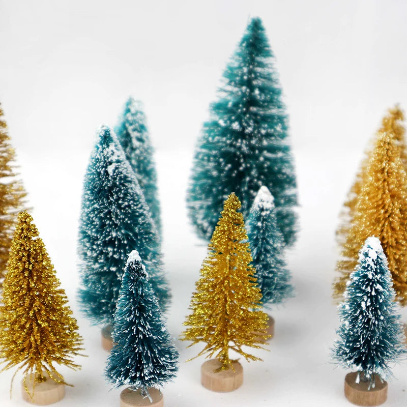 12pcs Mini Christmas Tree Pine Tree DIY Christmas Decorations For Home Table Navidad Xmas Ornaments New Year Decor Kids Gift - Kool Products
