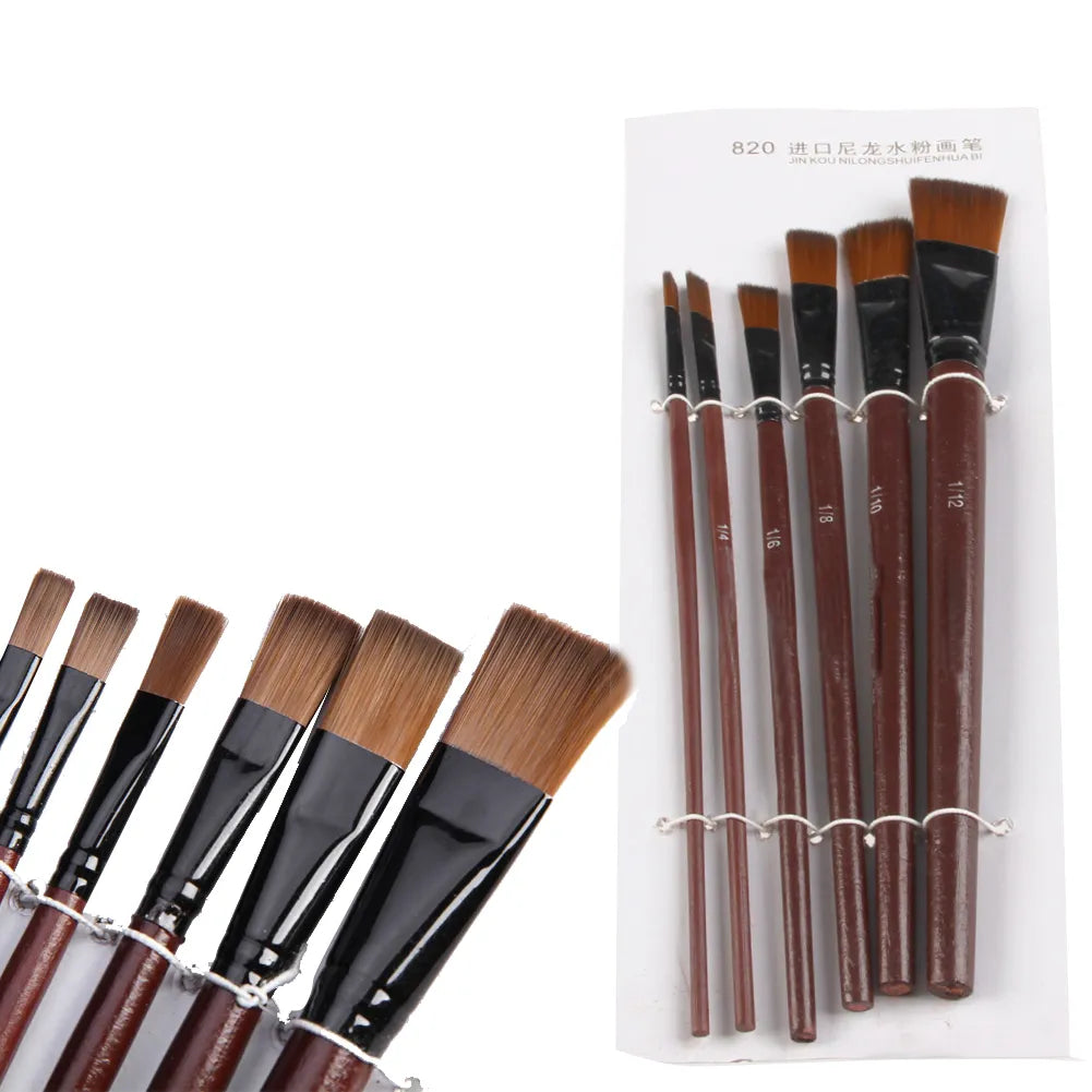 1 Set/6 Pcs Artists Brushes Nylon Acrylic Oil Paint Brushes For Artist Supplies Watercolor Set Painting Supplies Drop Shipping