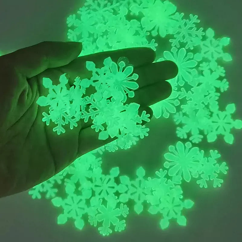 50pcs 3D Snowflake Luminous Wall Sticker Fluorescent Glow In The Dark Wall Decal For Homw Kids Room Bedroom Christmas Decor - Kool Products