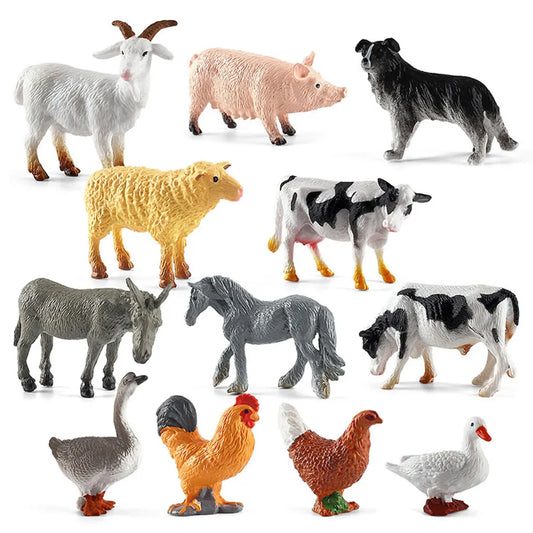 12pcs Realistic Animal Figurines Simulated Poultry Action Figure Farm Dog Duck Cock Models Education Toys for Children Kids Gift - Kool Products