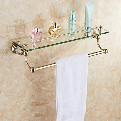 Gold Crystal Towel Rack European Bathroom Hooks Hardware Suite  Brass Shower Basket  Ring  Accessories - Kool Products