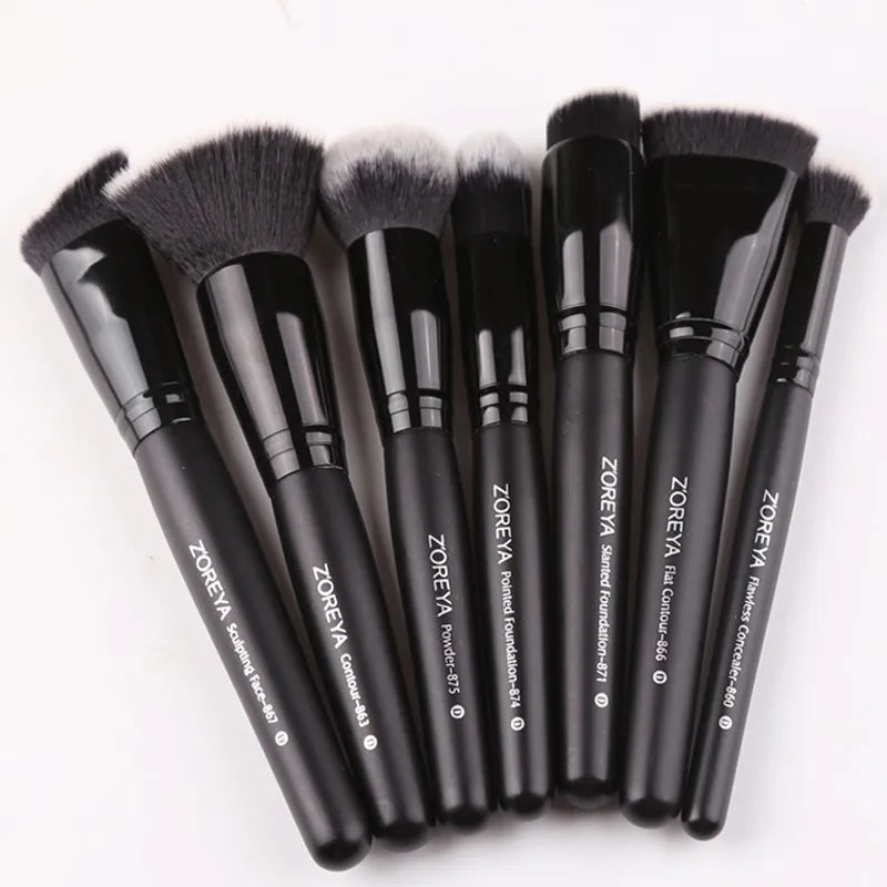 ZOREYA Black Makeup Brushes Set Eye Face Cosmetic Foundation Powder Blush Eyeshadow Kabuki Blending Make up Brush Beauty Tool - Kool Products