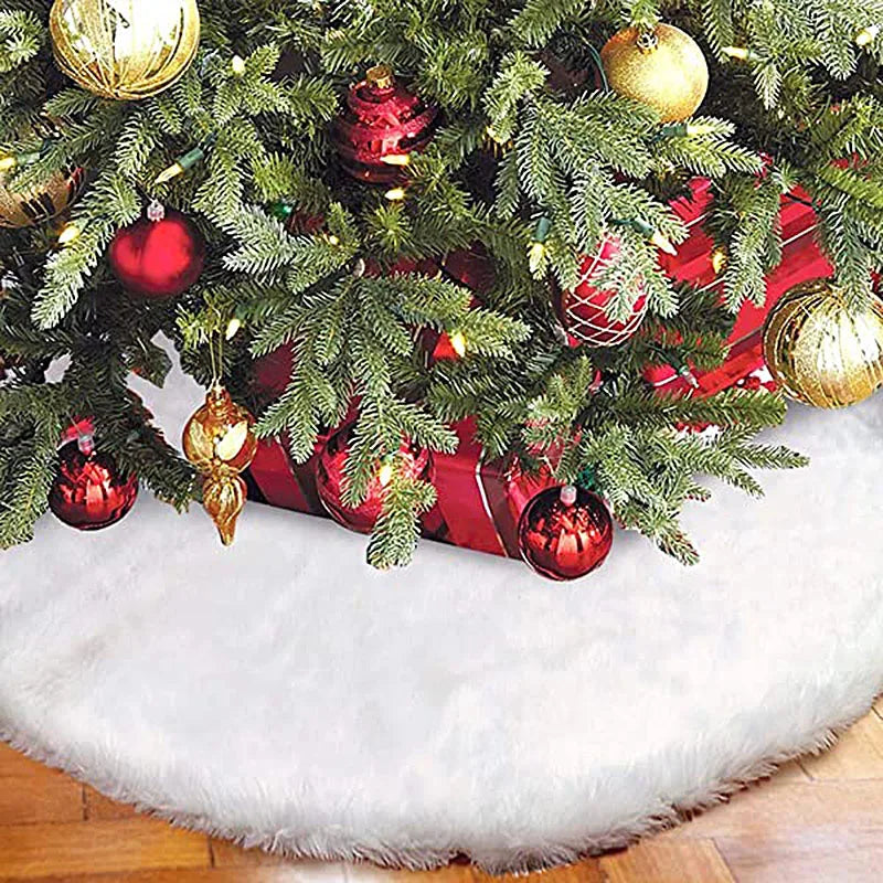 White Christmas Tree Skirt Plush Faux Fur Xmas Tree Carpet Merry Christmas Tree Decorations Ornament New Year Navidad Home Decor - Kool Products