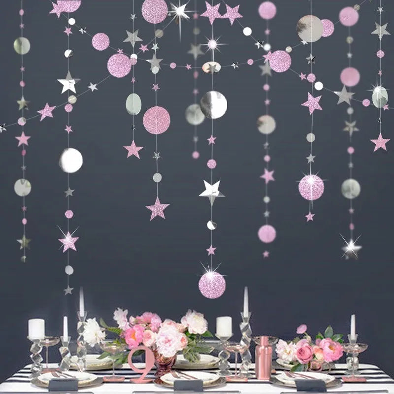 4M Twinkle Star Paper Garland Baby Shower Decorations for Home Boy Girl First Birthday Party DIY Wedding Decor Christmas Props - Kool Products