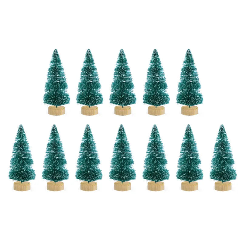 12pcs Mini Christmas Tree Pine Tree DIY Christmas Decorations For Home Table Navidad Xmas Ornaments New Year Decor Kids Gift - Kool Products