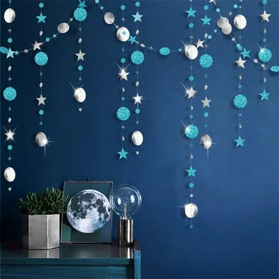 4M Twinkle Star Paper Garland Baby Shower Decorations for Home Boy Girl First Birthday Party DIY Wedding Decor Christmas Props - Kool Products