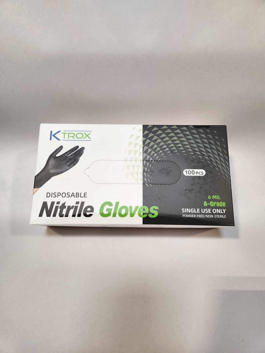 K-Trox Disposable Nitrile Gloves, 6 Mil Black Powder Free - Kool Products