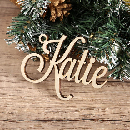Christmas Stocking Name Tags Personalized Stocking Wood Letters Custom White Name Tags Christmas Rustic Country Farmhouse cutout - Kool Products