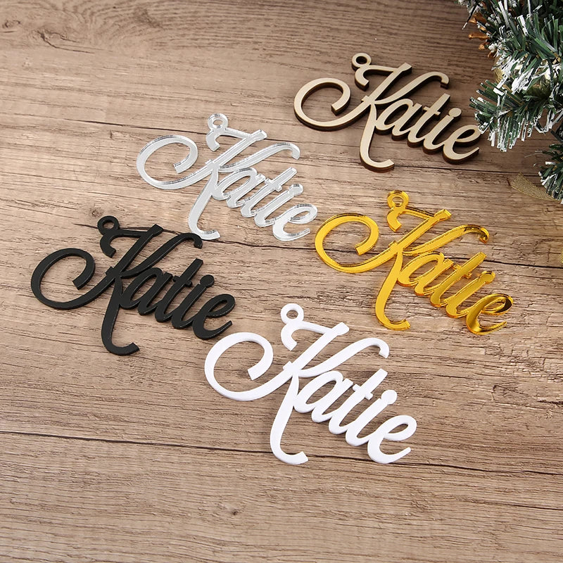 Christmas Stocking Name Tags Personalized Stocking Wood Letters Custom White Name Tags Christmas Rustic Country Farmhouse cutout - Kool Products