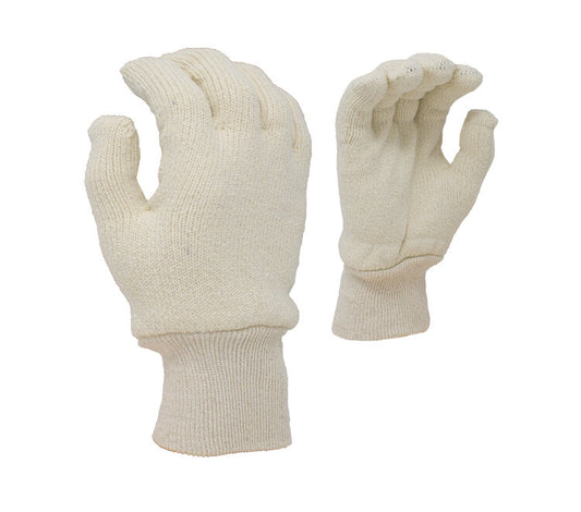 Task Gloves TSK1018LI • 18 OZ LOOP IN TERRY CLOTH, KNIT WRIST CUFF, NATURAL WHITE S-L - Kool Products