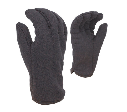 Task Gloves TSK21002F • 14 OZ COTTON/POLY BLEND BROWN JERSEY, FLEECE LINER, SLIP-ON CUFF - Kool Products