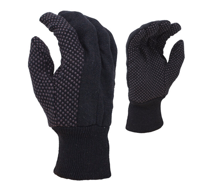 Task Gloves TSK4005 • 9 OZ COTTON/POLY BLEND BROWN JERSEY W/ PVC DOTS, KNIT WRIST CUFF - Kool Products