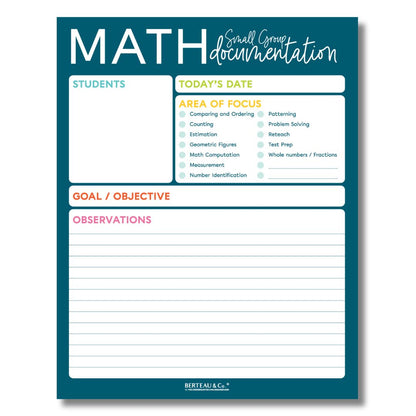 Notepad - Small Group Math Documentation - Kool Products