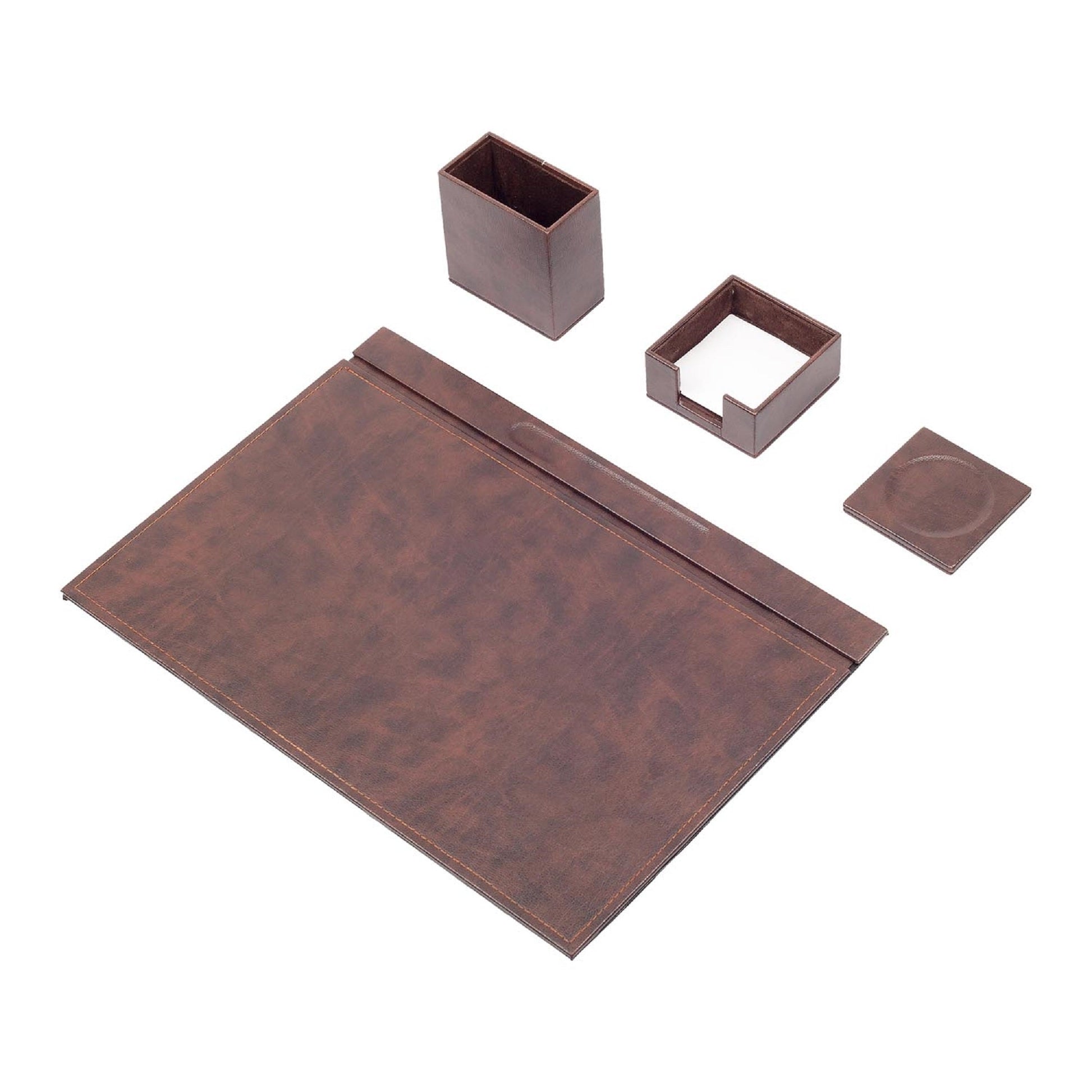 MOOG Leather Desk Set-4 Accessories- White - 4 PCS - Kool Products