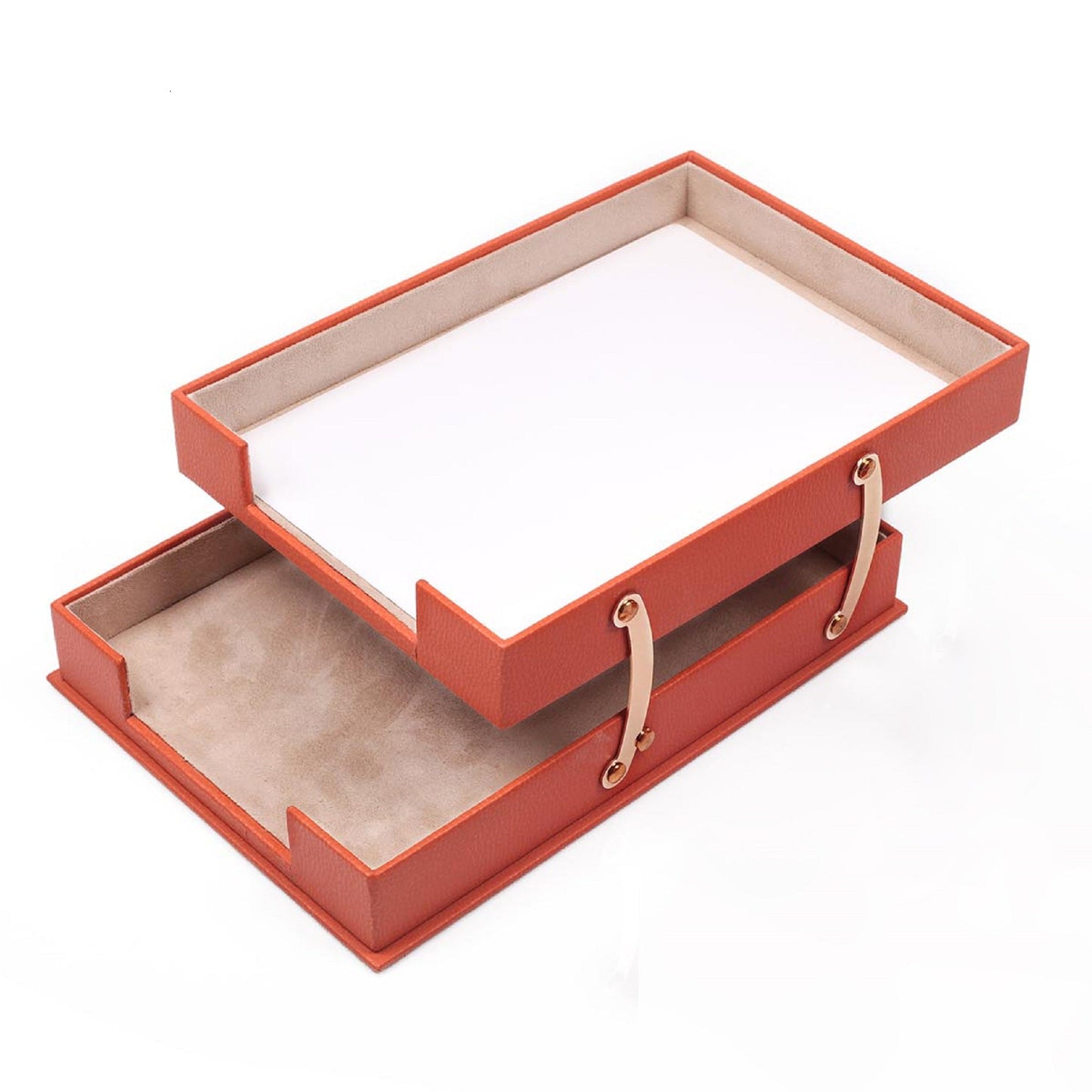 MOOG Leather Desk Set-3 Accessories-Double Document Tray - Turquoise - 3 PCS - Kool Products