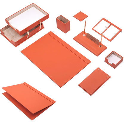 MOOG Leather Desk Set - Double Document Tray- Green - 10 PCS - Kool Products
