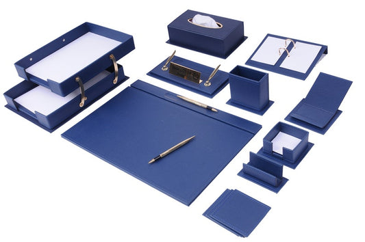 MOOG Luxury Desk Set- 14 Accessories -Blue- 14 PCS - Kool Products