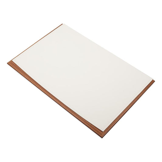 MOOG Leather Desk Pad With Wood Combination - White Leather - Kool Products