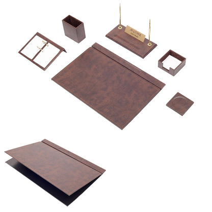 MOOG Leather Desk Set-8 Accessories - White - 8 PCS - Kool Products
