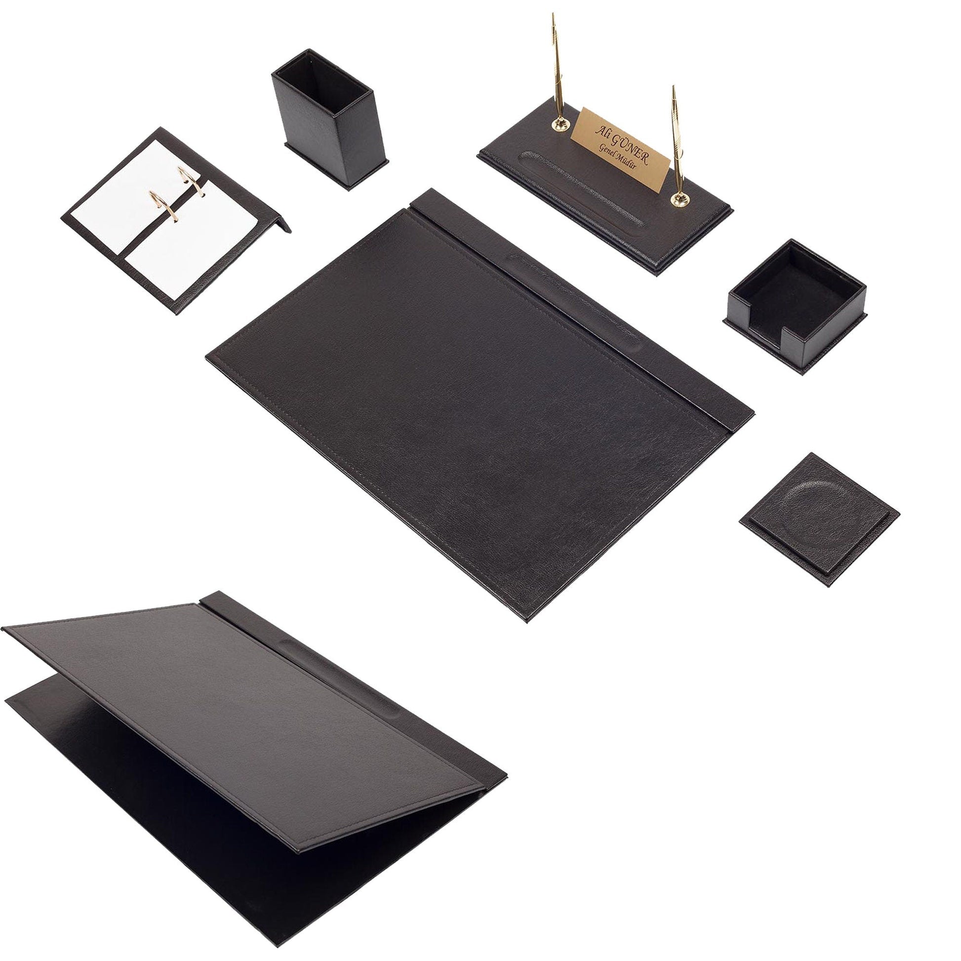 MOOG Leather Desk Set-8 Accessories - White - 8 PCS - Kool Products