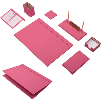 MOOG Leather Desk Set -White - 9 PCS - Kool Products