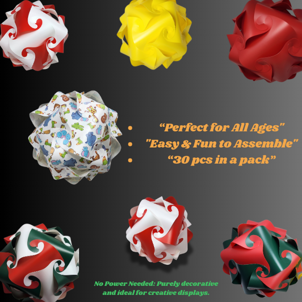 KP GlowSphere DIY Lamps - Easy to Assemble, 30pcs Pack in Various Colors - Kool Products