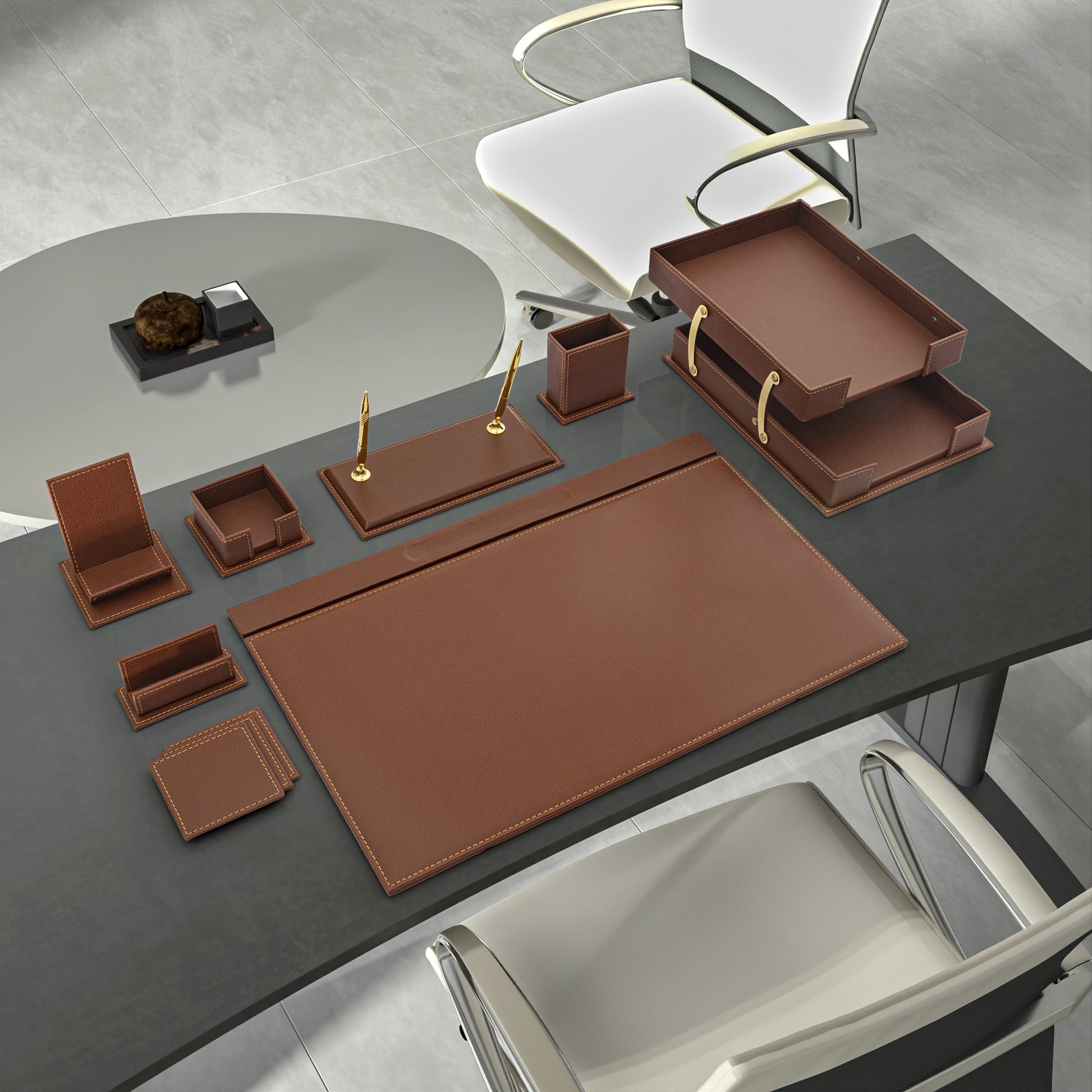 MOOG Classic Leather Desk Set - 12 PCS - Kool Products