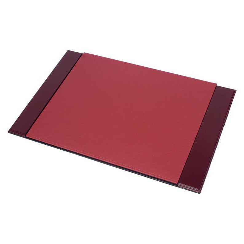 MOOG Leather Desk Pad | Prestige Desk Pad Mahogany Wood Combination -Bordeaux Leather - Kool Products