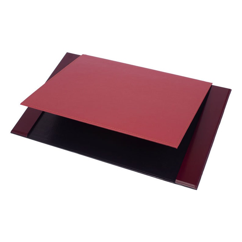 MOOG Leather Desk Pad | Prestige Desk Pad Mahogany Wood Combination -Bordeaux Leather - Kool Products