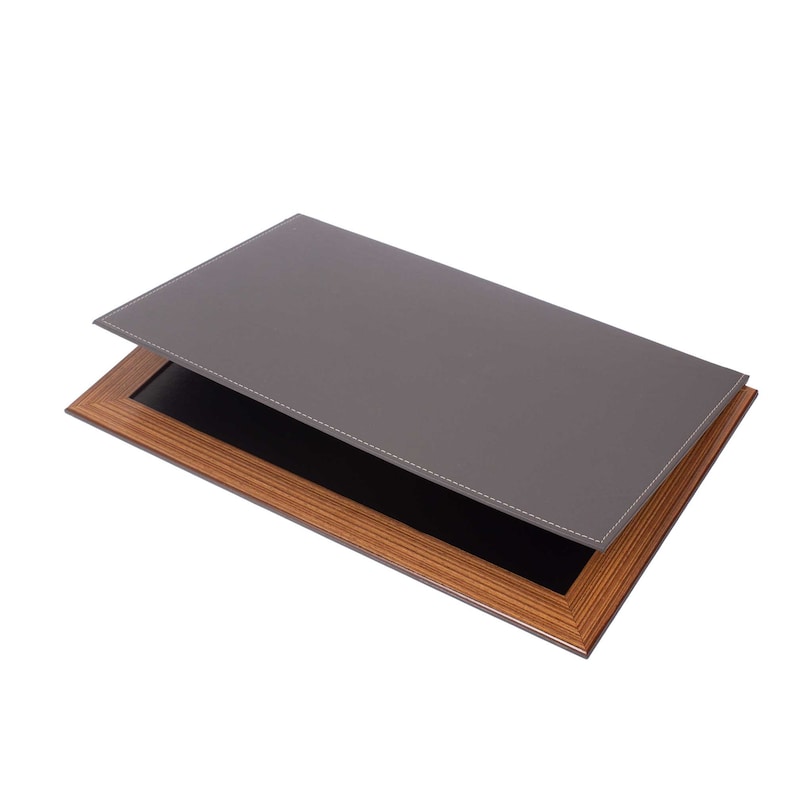 MOOG Leather Desk Pad With Wood Combination - White Leather - Kool Products