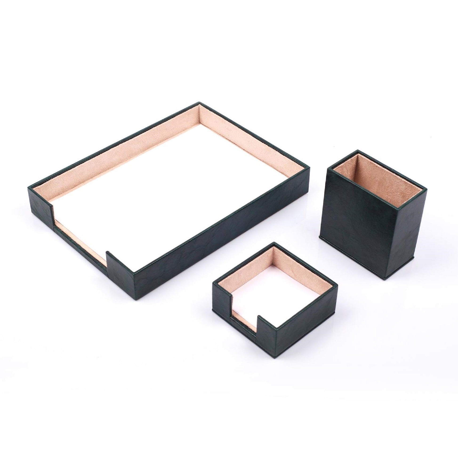 MOOG Leather Desk Set-3 Accessories-Single Document Tray - Brown - 3 PCS - Kool Products