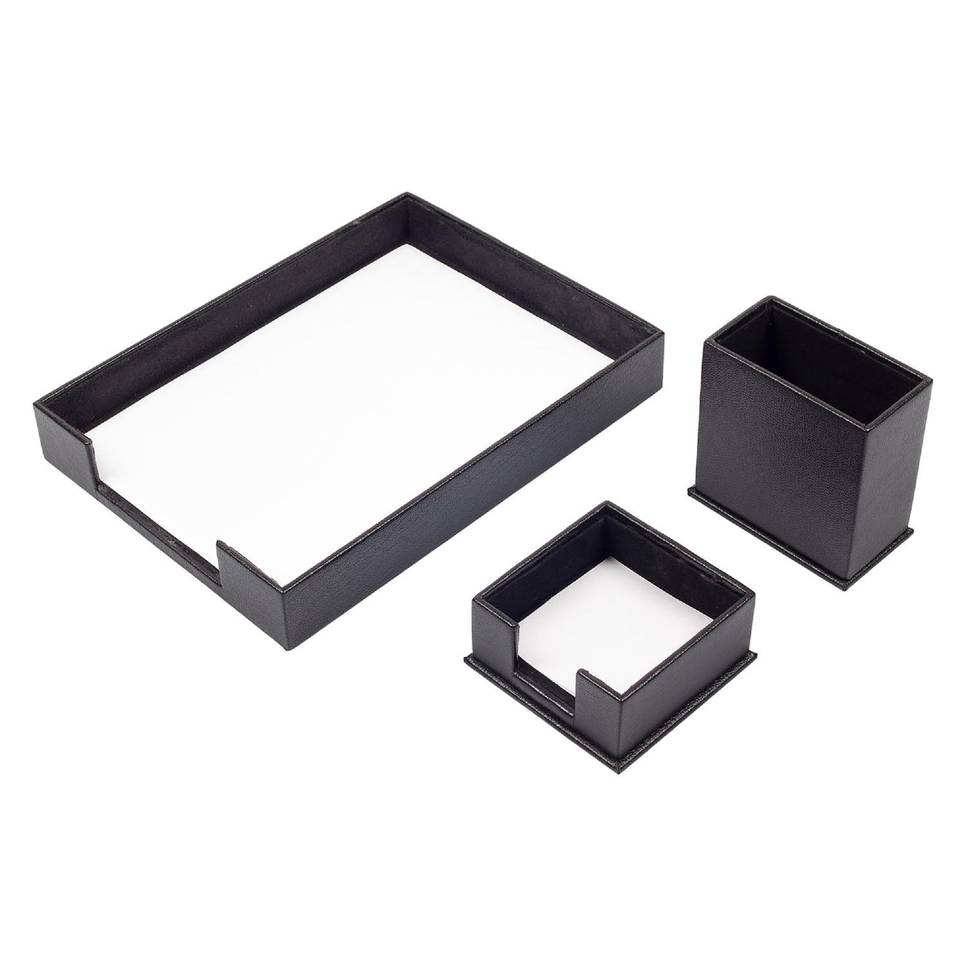 MOOG Leather Desk Set-3 Accessories-Single Document Tray - White - 3 PCS - Kool Products