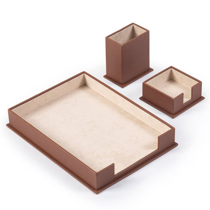 MOOG Leather Desk Set-3 Accessories-Single Document Tray - White - 3 PCS - Kool Products