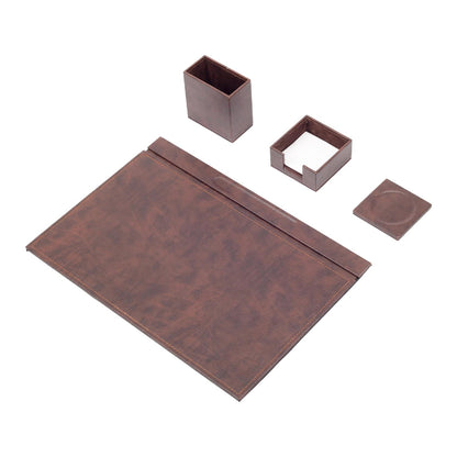 MOOG Leather Desk Set-4 Accessories- Gray - 4 PCS - Kool Products