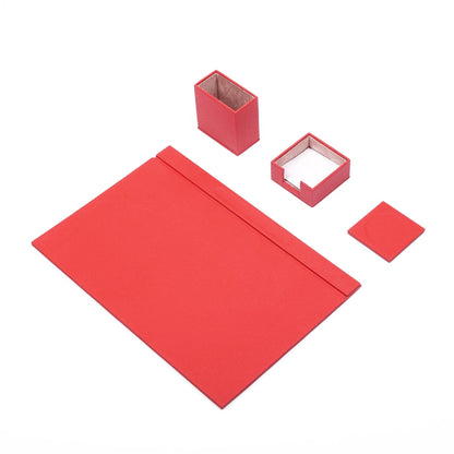 MOOG Leather Desk Set-4 Accessories- Orange - 4 PCS - Kool Products