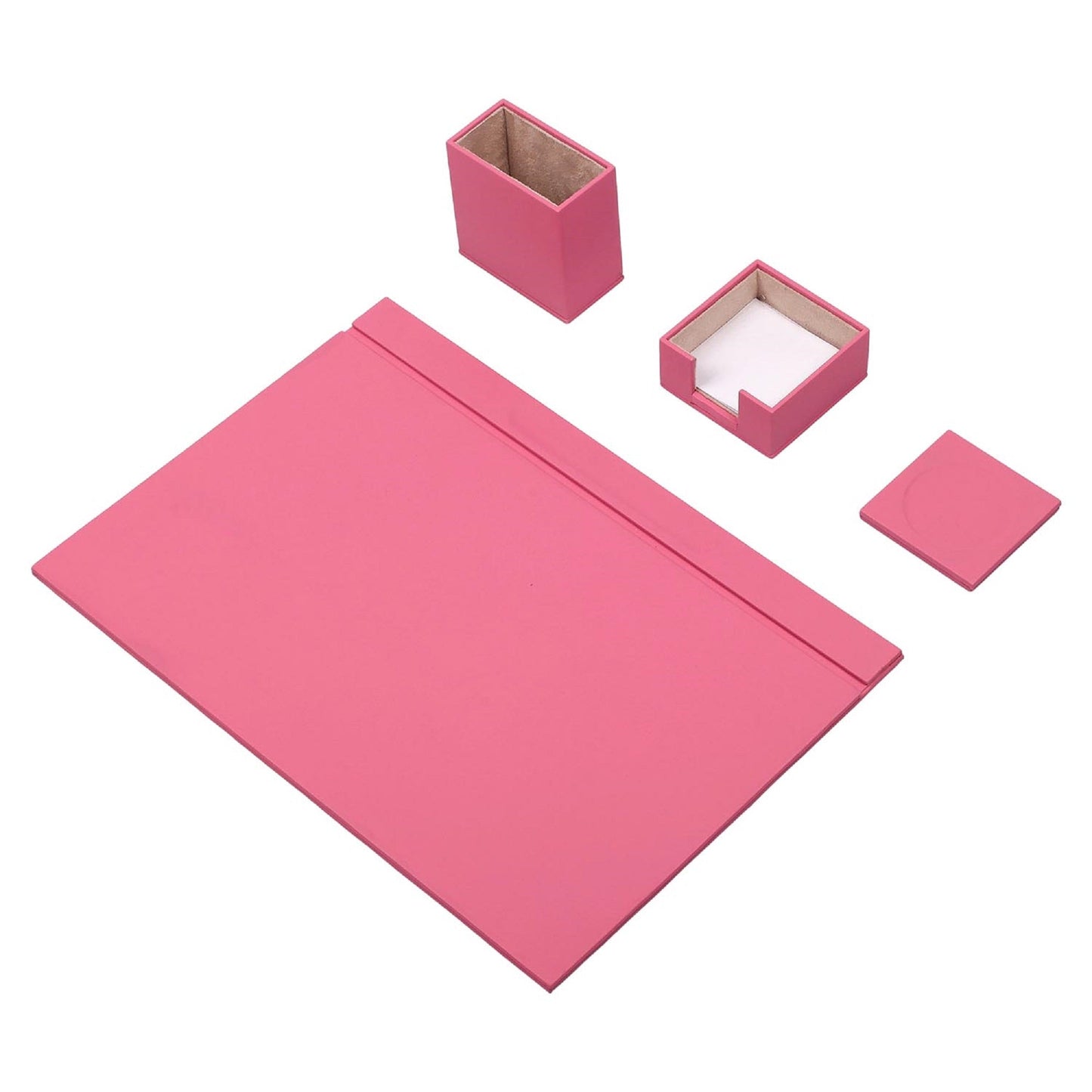 MOOG Leather Desk Set-4 Accessories- Pink - 4 PCS - Kool Products