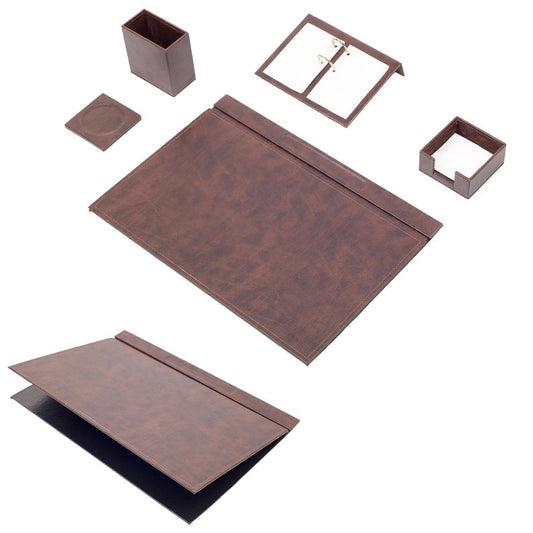 MOOG Leather Desk Set-5 Accessories -Brown- 5 PCS - Kool Products