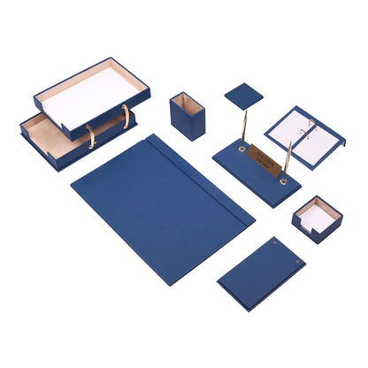 MOOG Leather Desk Set - Double Document Tray- Blue - 10 PCS - Kool Products