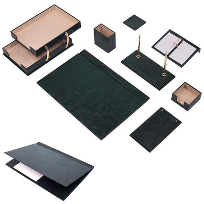 MOOG Leather Desk Set - Double Document Tray- Green - 10 PCS - Kool Products