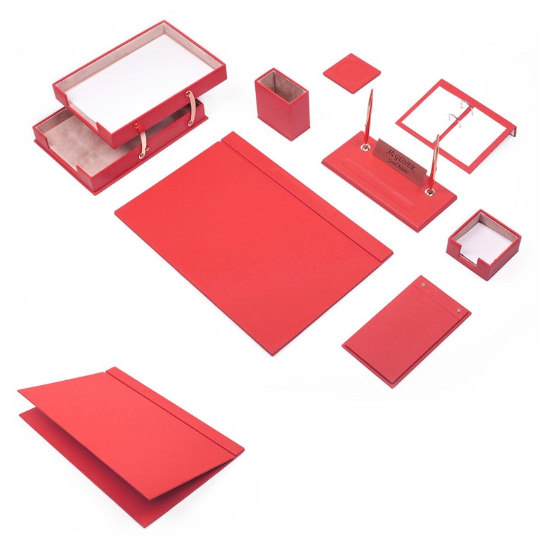 MOOG Leather Desk Set - Double Document Tray- Green - 10 PCS - Kool Products