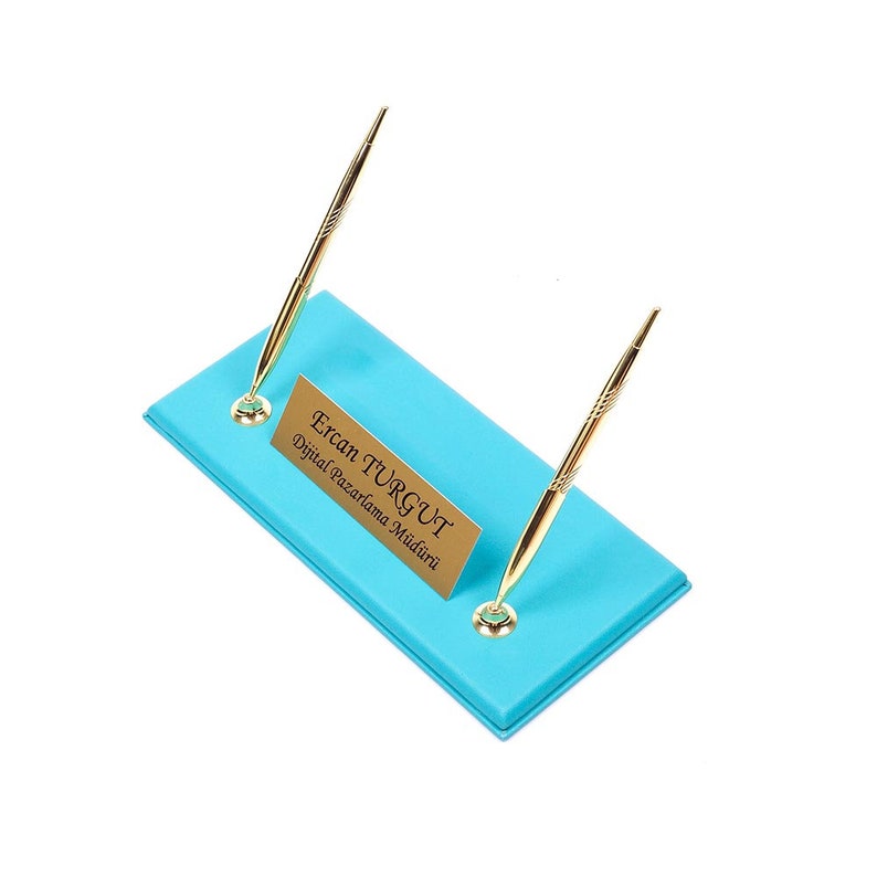 MOOG Leather Desk Set - Double Document Tray- Turquoise - 10 PCS - Kool Products